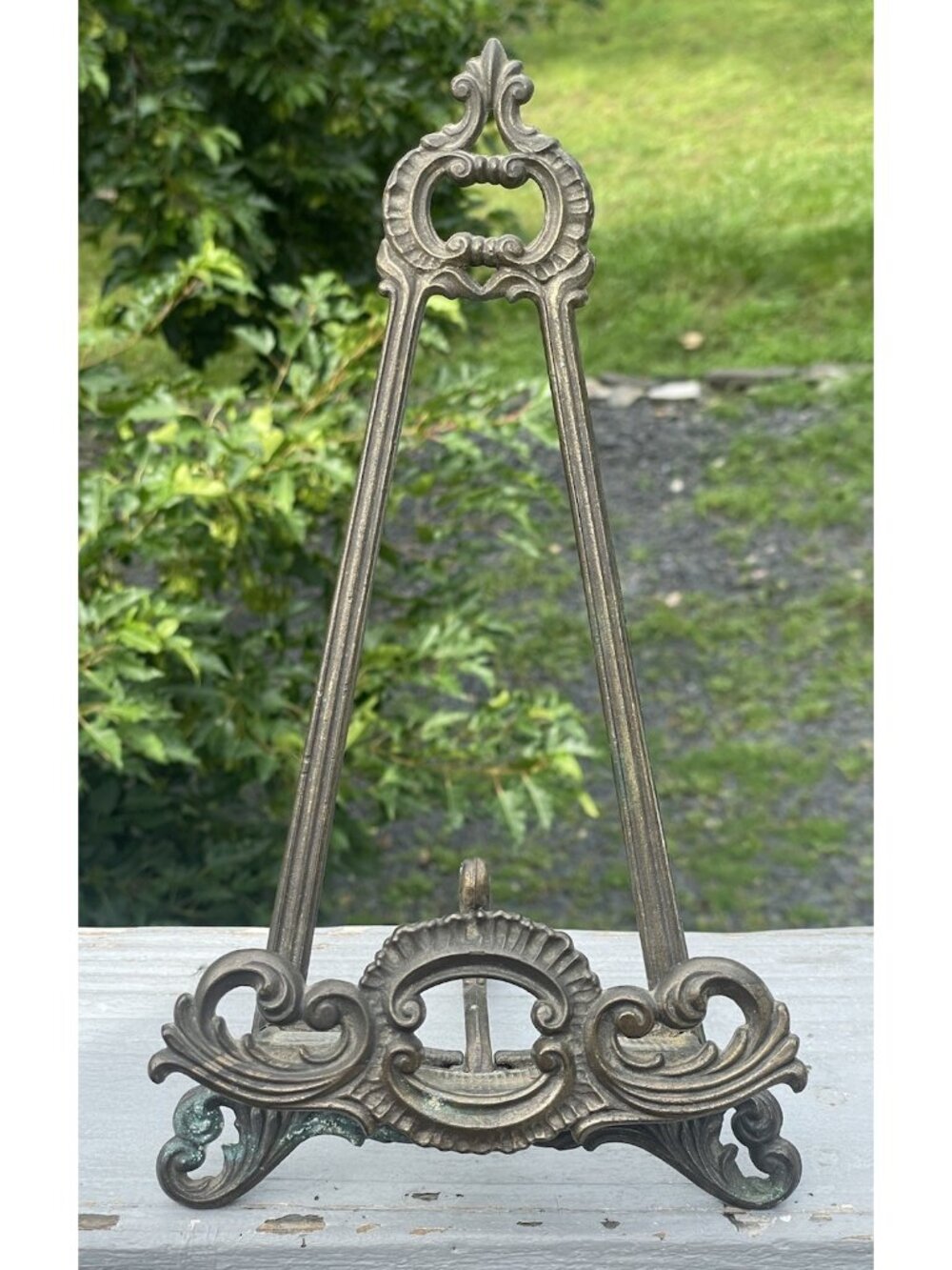 Vintage Hollywood Regency Cast Brass Picture Easel Display Stand Neo Nouveau